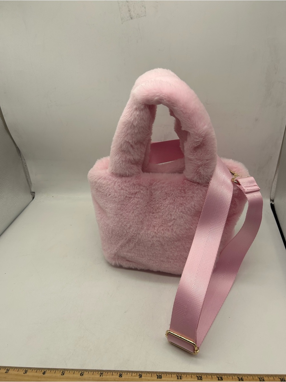 Cozy Pink Faux Fur Mini Tote Bag - Picture 7 of 7